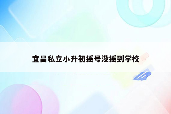 宜昌私立小升初摇号没摇到学校