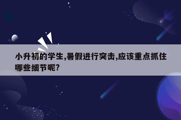 小升初的学生,暑假进行突击,应该重点抓住哪些细节呢?