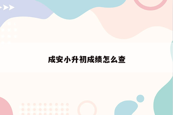 成安小升初成绩怎么查