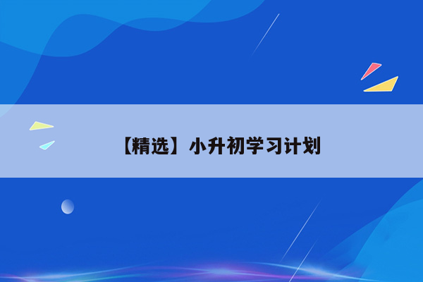 【精选】小升初学习计划