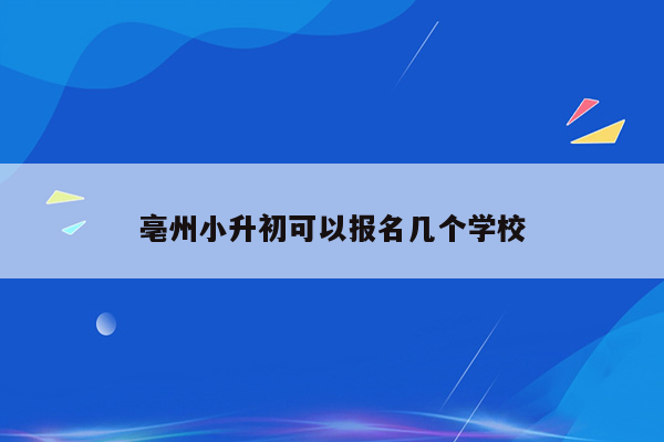 亳州小升初可以报名几个学校