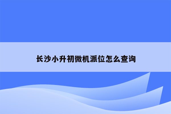 长沙小升初微机派位怎么查询