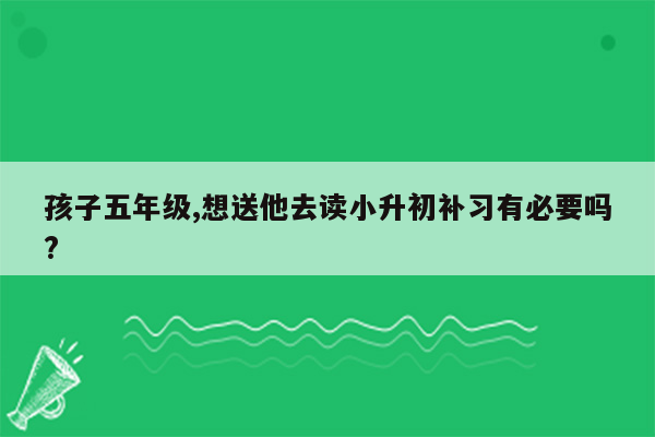 孩子五年级,想送他去读小升初补习有必要吗?