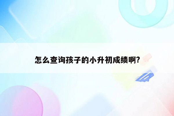 怎么查询孩子的小升初成绩啊?