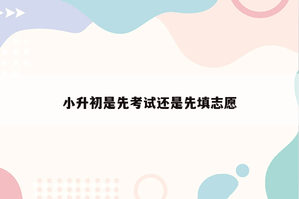 小升初是先考试还是先填志愿