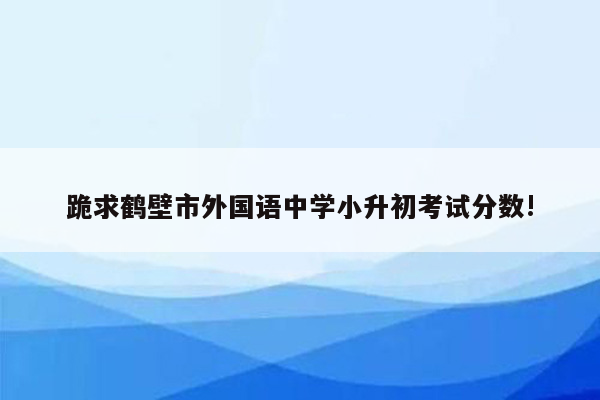 跪求鹤壁市外国语中学小升初考试分数!