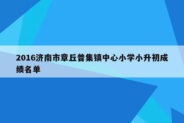 2016济南市章丘普集镇中心小学小升初成绩名单