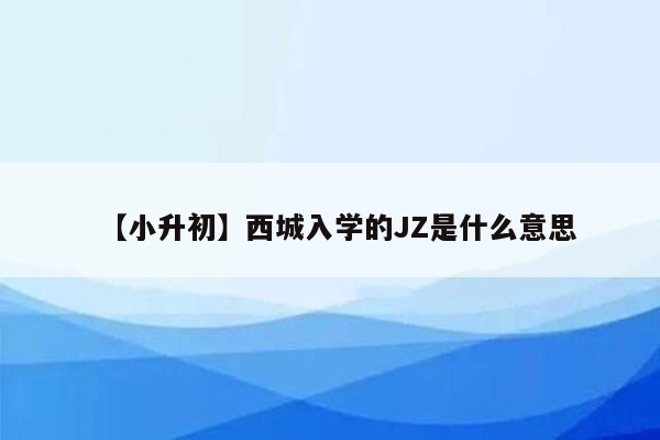 【小升初】西城入学的JZ是什么意思