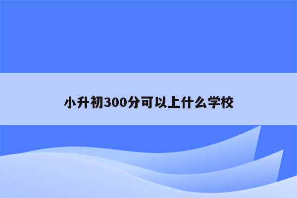 小升初300分可以上什么学校