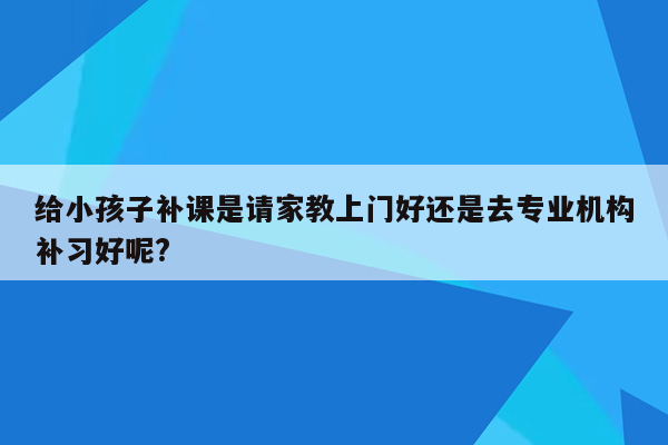 给小孩子补课是请家教上门好还是去专业机构补习好呢?