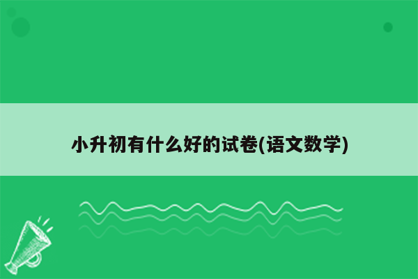 小升初有什么好的试卷(语文数学)