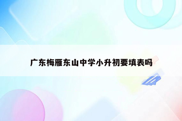 广东梅雁东山中学小升初要填表吗