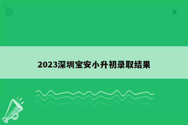 2023深圳宝安小升初录取结果