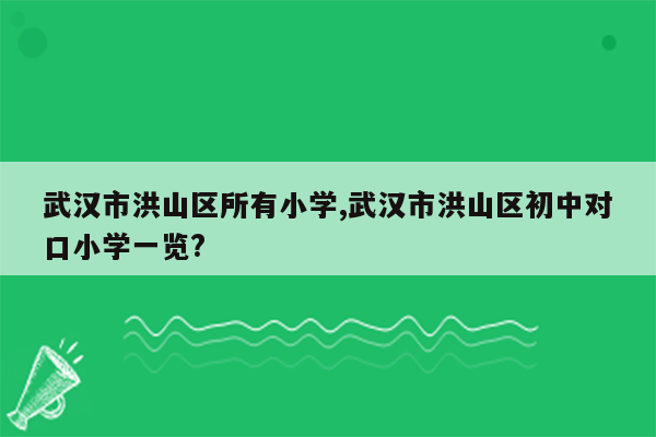 武汉市洪山区所有小学,武汉市洪山区初中对口小学一览?