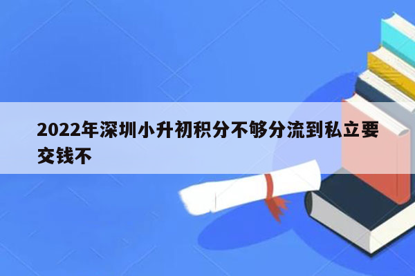 2022年深圳小升初积分不够分流到私立要交钱不