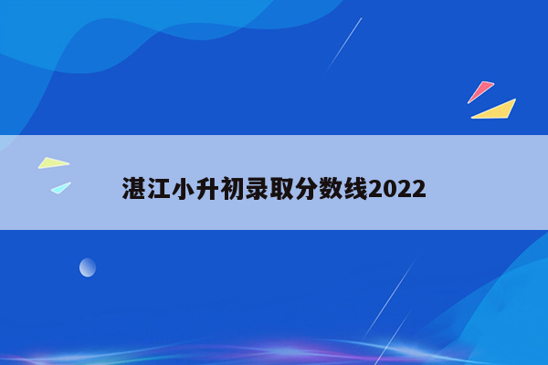 湛江小升初录取分数线2022