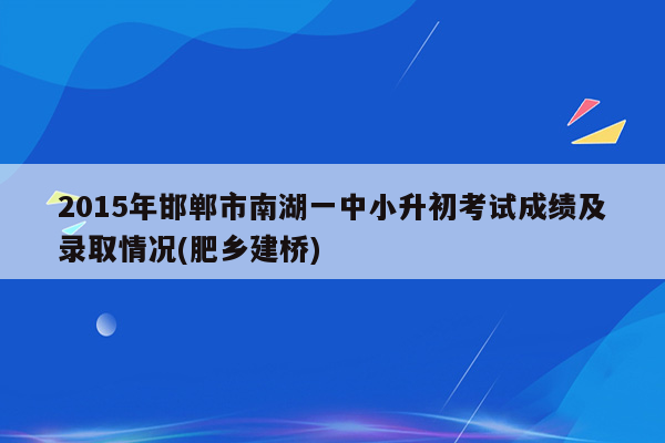 2015年邯郸市南湖一中小升初考试成绩及录取情况(肥乡建桥)