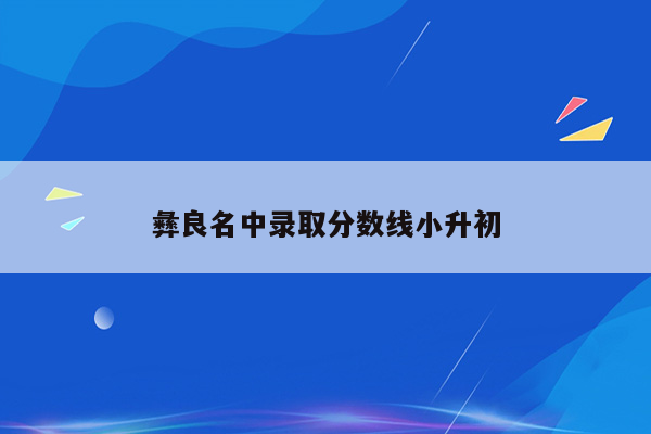 彝良名中录取分数线小升初