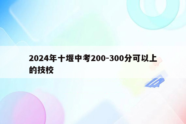 2024年十堰中考200-300分可以上的技校