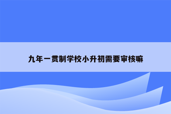 九年一贯制学校小升初需要审核嘛