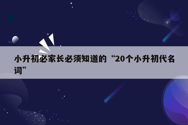 小升初必家长必须知道的“20个小升初代名词”