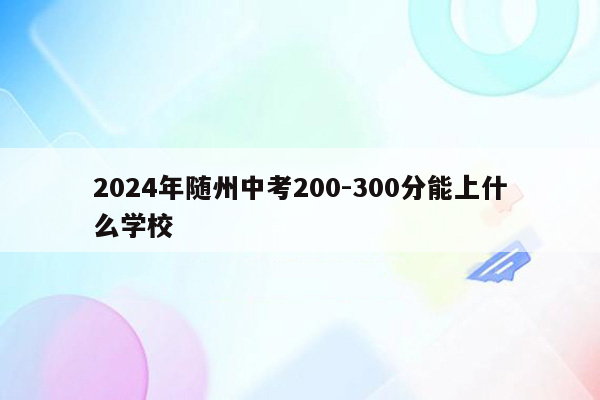 2024年随州中考200-300分能上什么学校