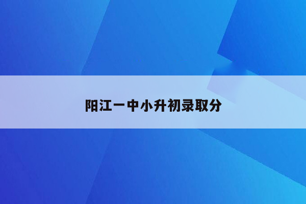 阳江一中小升初录取分