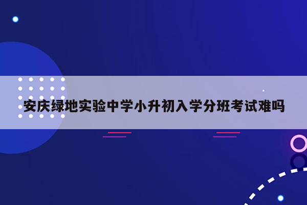 安庆绿地实验中学小升初入学分班考试难吗