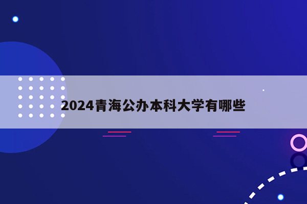 2024青海公办本科大学有哪些