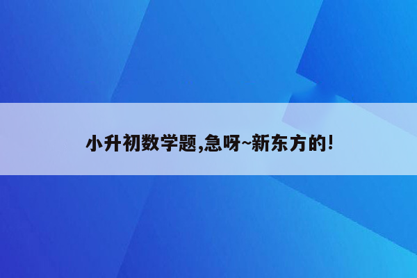 小升初数学题,急呀~新东方的!