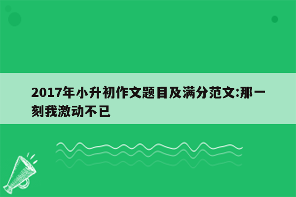 2017年小升初作文题目及满分范文:那一刻我激动不已