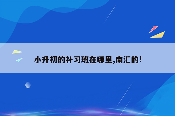 小升初的补习班在哪里,南汇的!