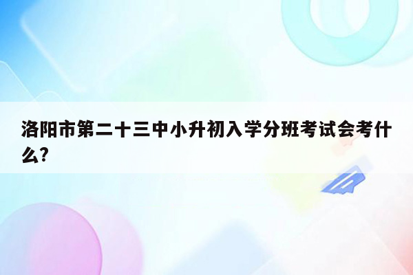 洛阳市第二十三中小升初入学分班考试会考什么?