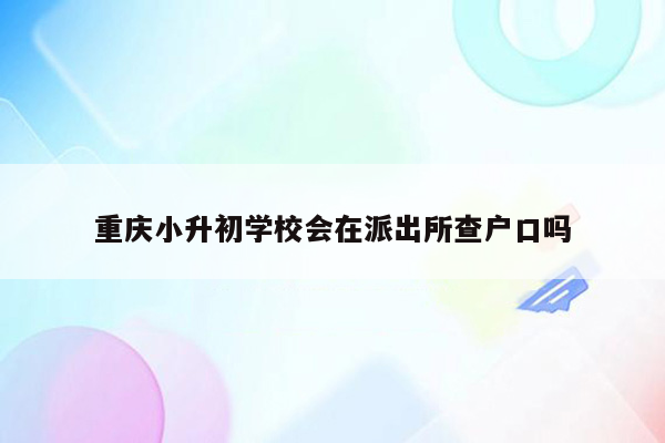 重庆小升初学校会在派出所查户口吗