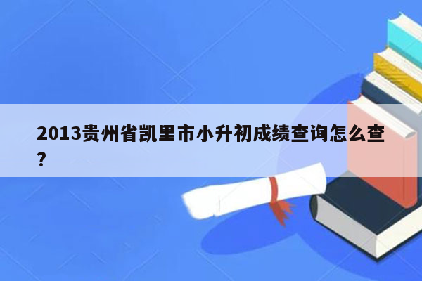 2013贵州省凯里市小升初成绩查询怎么查?