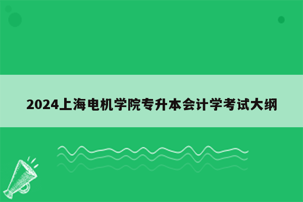 2024上海电机学院专升本会计学考试大纲