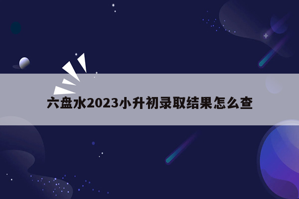 六盘水2023小升初录取结果怎么查