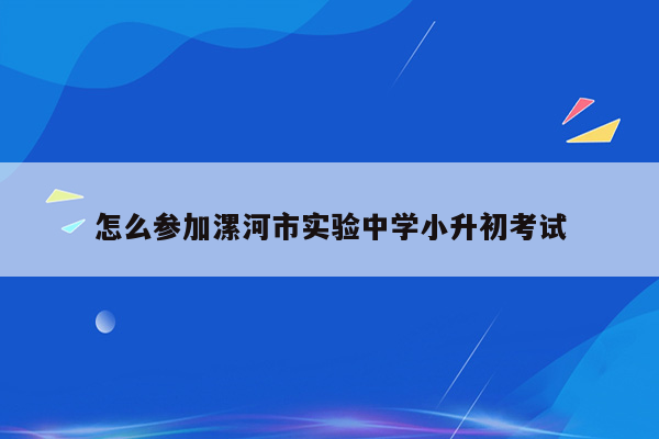 怎么参加漯河市实验中学小升初考试