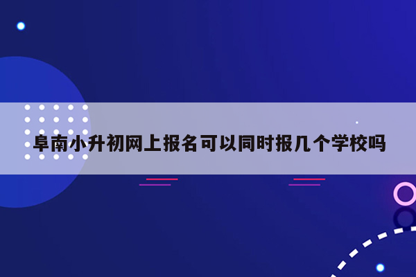 阜南小升初网上报名可以同时报几个学校吗