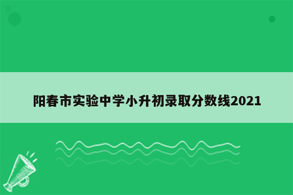 阳春市实验中学小升初录取分数线2021