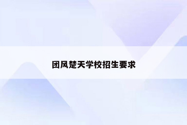 团风楚天学校招生要求