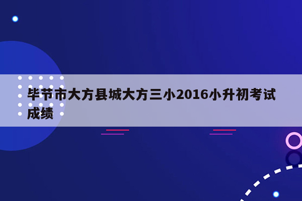 毕节市大方县城大方三小2016小升初考试成绩