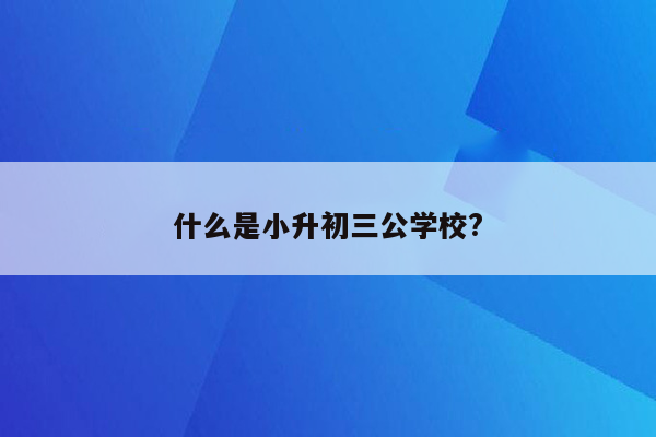 什么是小升初三公学校?