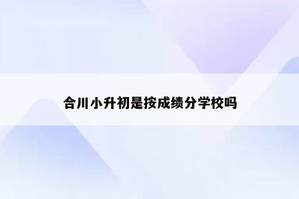 合川小升初是按成绩分学校吗