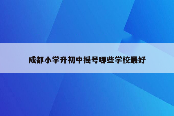 成都小学升初中摇号哪些学校最好