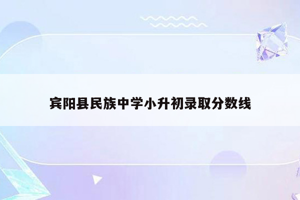 宾阳县民族中学小升初录取分数线