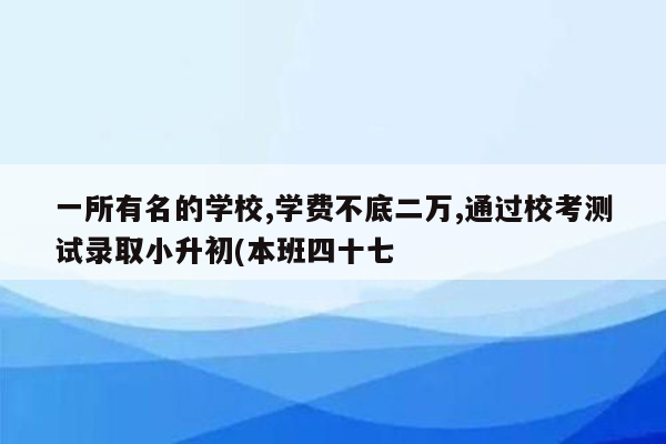 一所有名的学校,学费不底二万,通过校考测试录取小升初(本班四十七