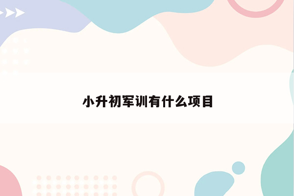 小升初军训有什么项目