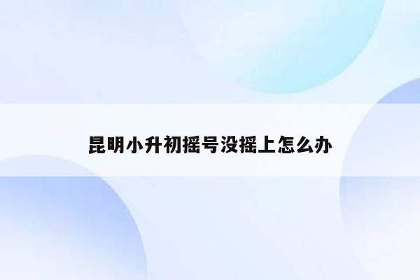 昆明小升初摇号没摇上怎么办