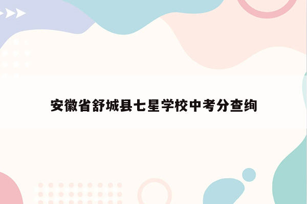 安徽省舒城县七星学校中考分查绚